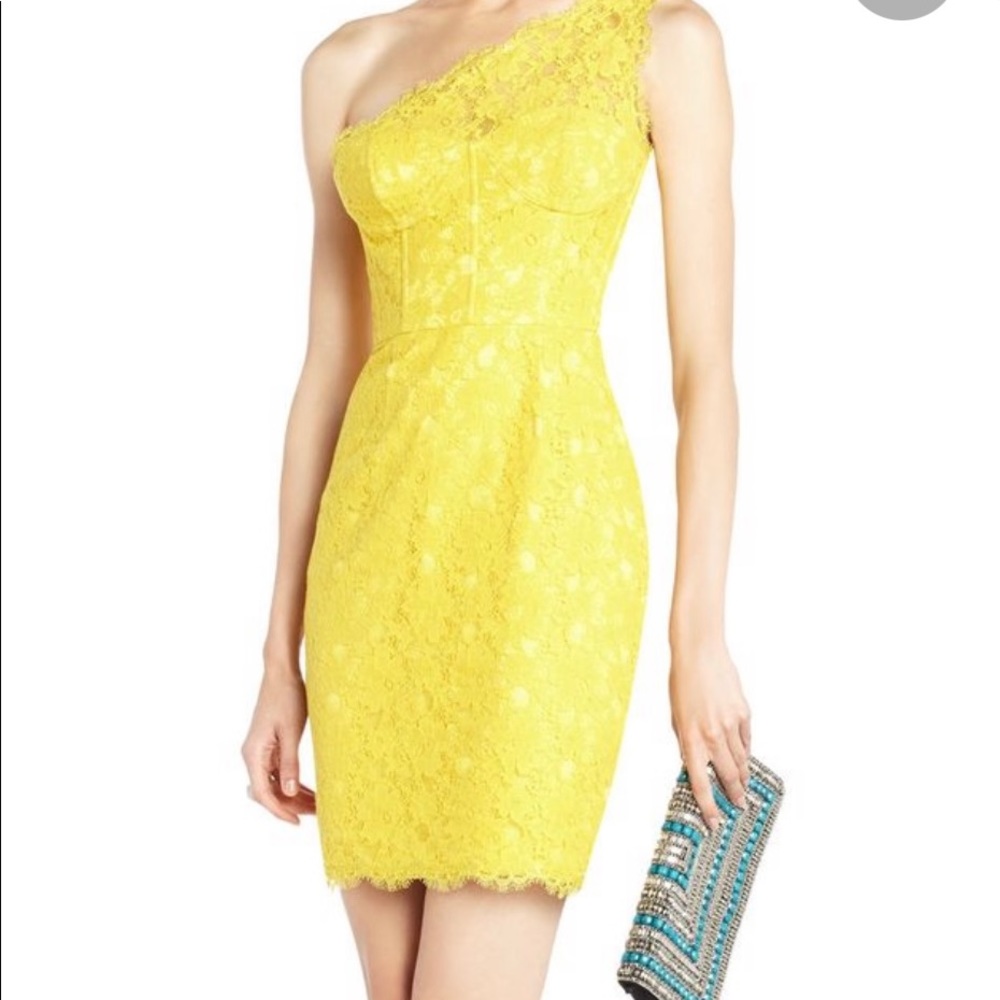 Yellow lace bcbg dress